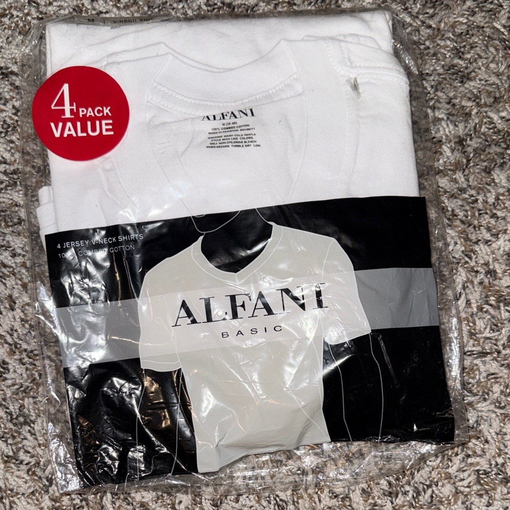 Alfani Men's Basic White Short Sleeve Tees - 4 Pack